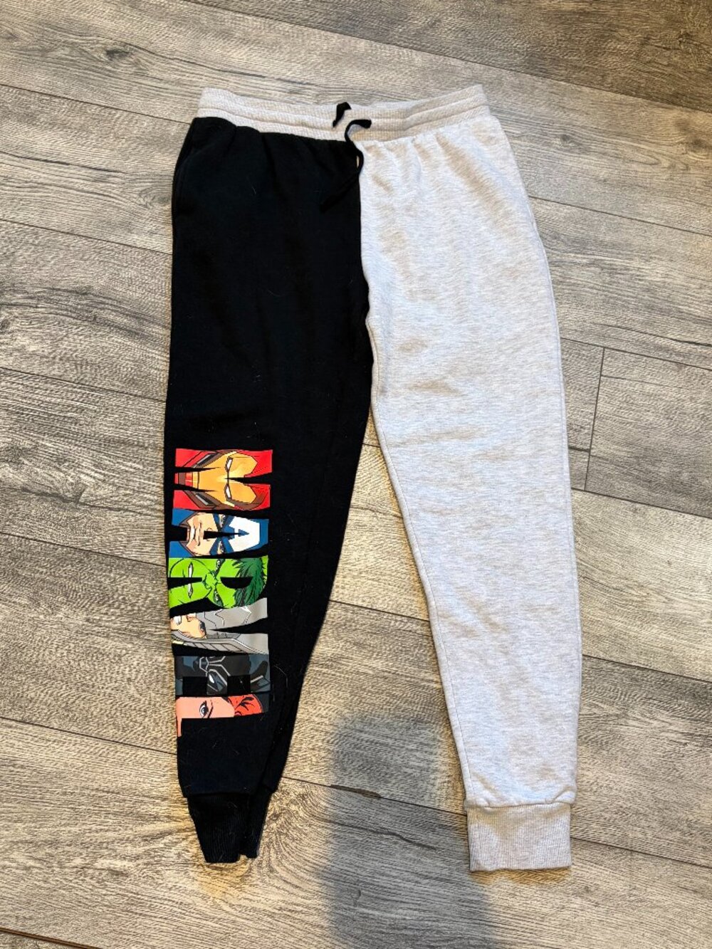Marvel Unisex Joggers Large Half Grey Half Black Iron Man Captain America Hulk